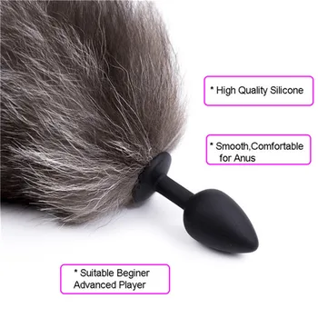 1 Pcs Anal Plug With Silicone Black Fox Tail Smooth Anal Plug for Woman And Men Sexy Butt Plug Adult SM Sex Toy Adult Products 3