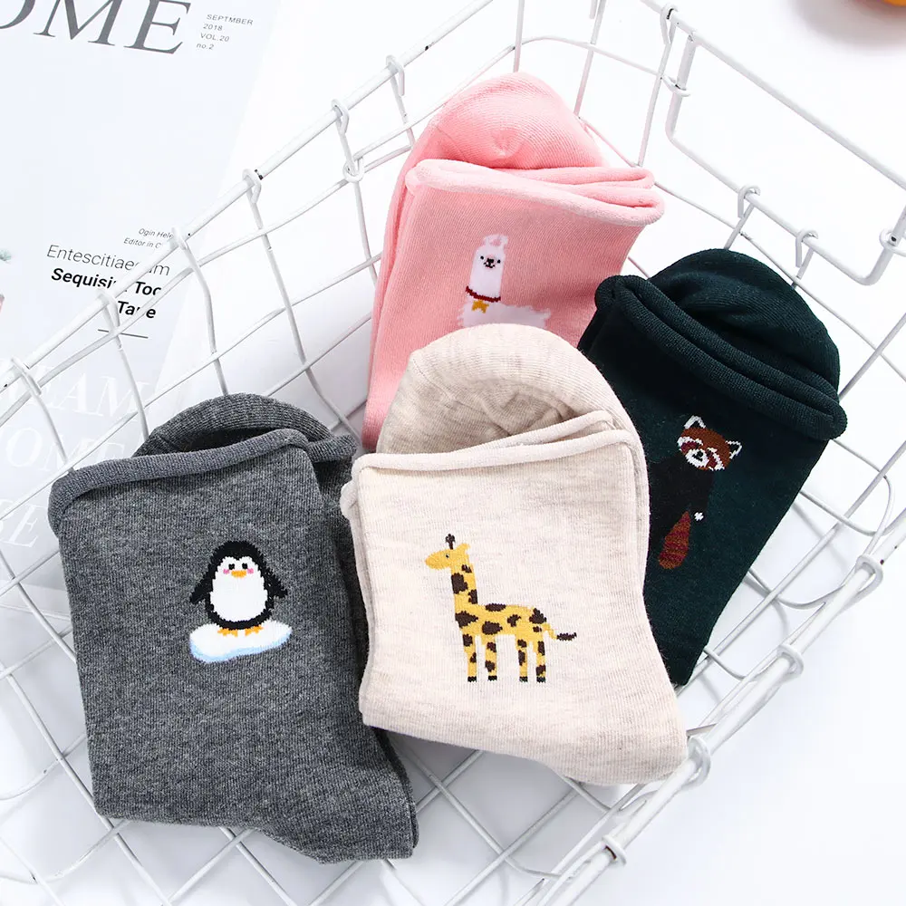 Женские короткие носки с забавными рисунками животных хлопковые дышащие до