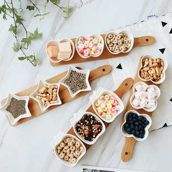 

New Japanese-style fruit platter ceramic combination multi-grid dried fruit snacks snack nut tray with tray WF5301148