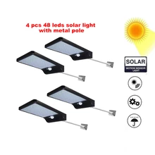 2/4pcs 48 LEDs Wireless Solar Wall Lights Outdoor Waterproof Light Control Garden Street Security Nightlight Solar Powered Lamps