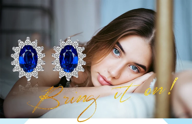 Jewelrypalace Принцесса Диана Уильям Кейт Миддлтон 1.5ct синий создания Сапфир Серьги-гвоздики 925 стерлингового серебра серьги