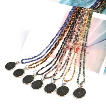 

C.QUANCHI Vintage Retro Buddha Charm Necklaces Handmade Natural Stone Beaded Pendant Necklaces Woman Jewelry Gift