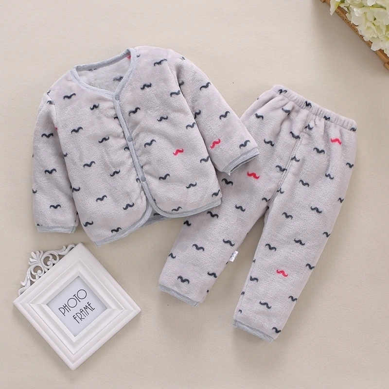 Одежда для новорожденных, пижамы, одежда для сна для маленьких девочек и мальчиков из плотного флиса Теплые топы и штаны в комплекте Новое поступление дропшиппинг