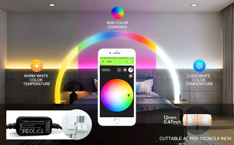 ТВ СВЕТОДИОДНЫЙ свет zigbee контроллер мини смарт-вещи комплект 5 в usb rgb+ cct компьютер светодиодный свет полосы работы с zigbee концентратор эхо