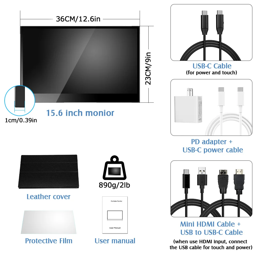 Eyoyo ġ ũ 4K  HDMI 15.6 uhd USB C ÷ ȭ 3840x2160 Ʈ PC ڵ ޴   HDR