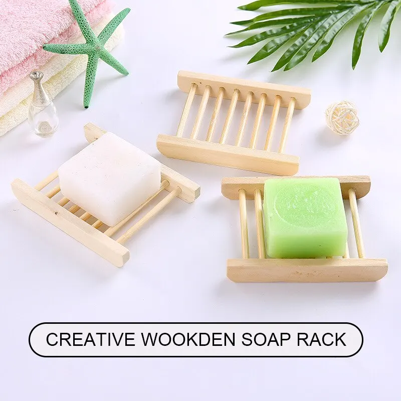 

10pcs Natural Wood Soap Dish Bathroom Accessories Home Storage Organizer Bath Shower Plate Durable Portable Soap Tray Holder
