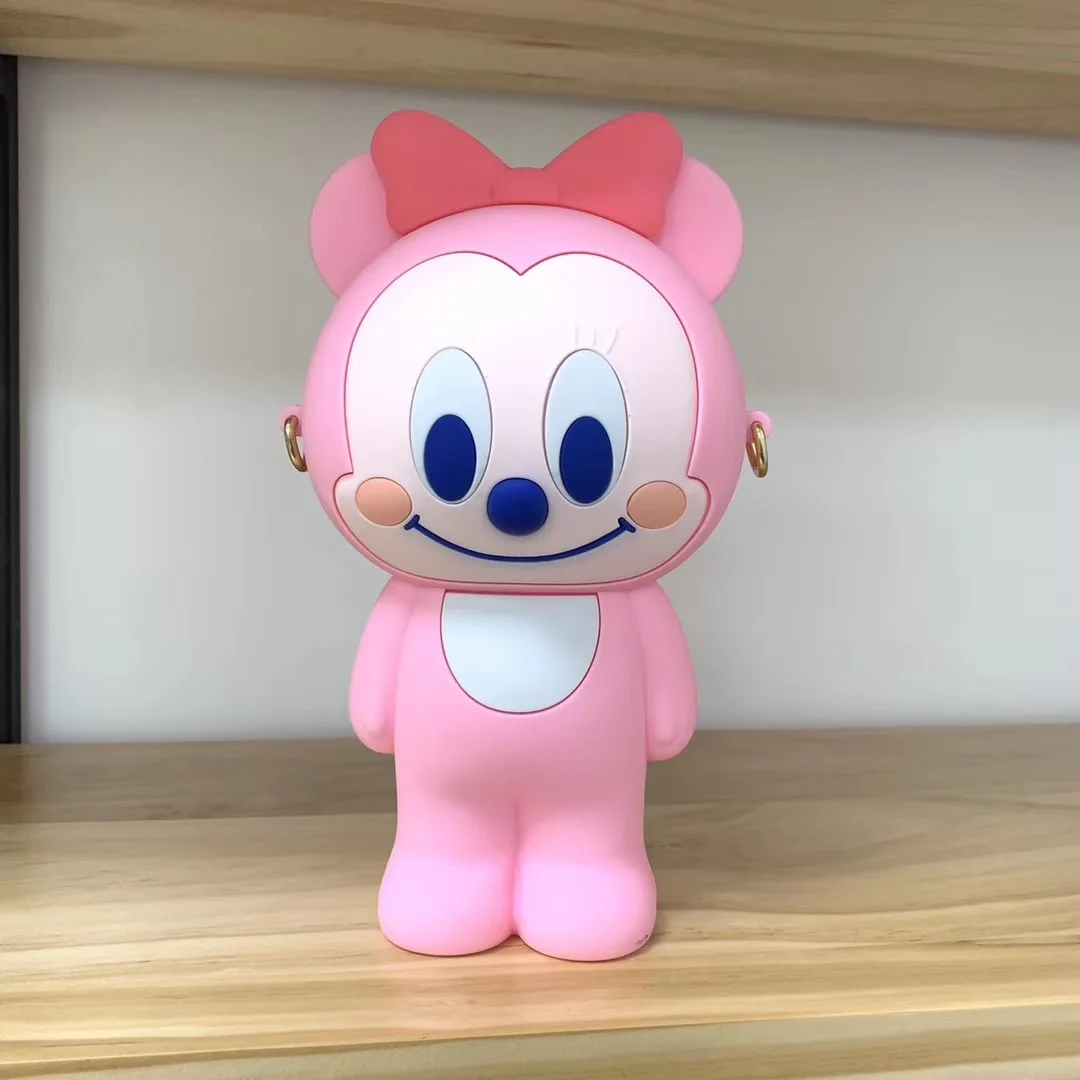 pink minnie Kawaii Мультяшные женские кошельки с отделением для карт, студенческие канцелярские принадлежности, Детская коробка для ручек и карандашей, силиконовая сумка для макияжа, карманный мини-кошелек Carteira - Цвет: pink minnie