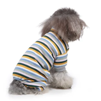 

Pet Striped Pajamas Warm Clothes Soft Comfortable Puppy Apparel Spring Autumn Jumpsuit For Small Medium Dogs