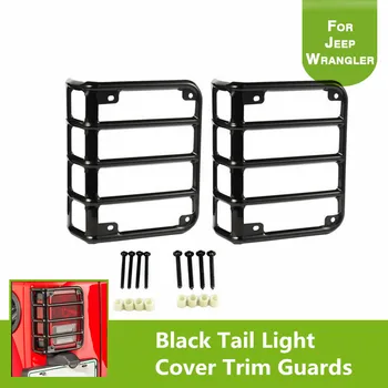 

Black Rear Euro Tail Light Guard Cover Protector for 2007-2016 Jeep Wrangler - Pair