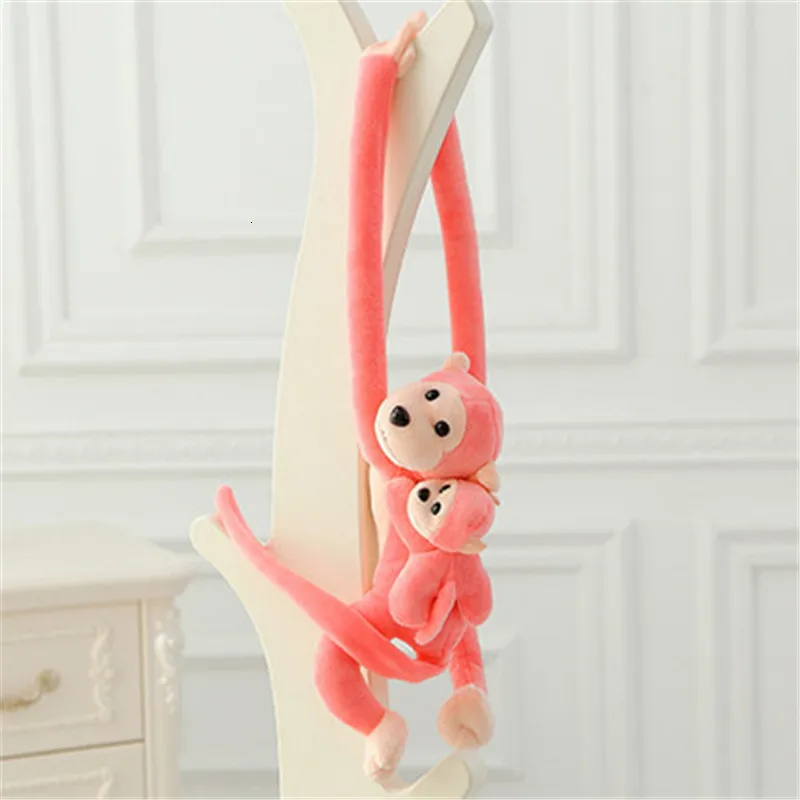 Lovely 70cm Son On Mother\'s Back Long Arm Tail Animal Monkey Stuffed Doll Plush Toys Baby Sleeping Appease Curtain Buckle