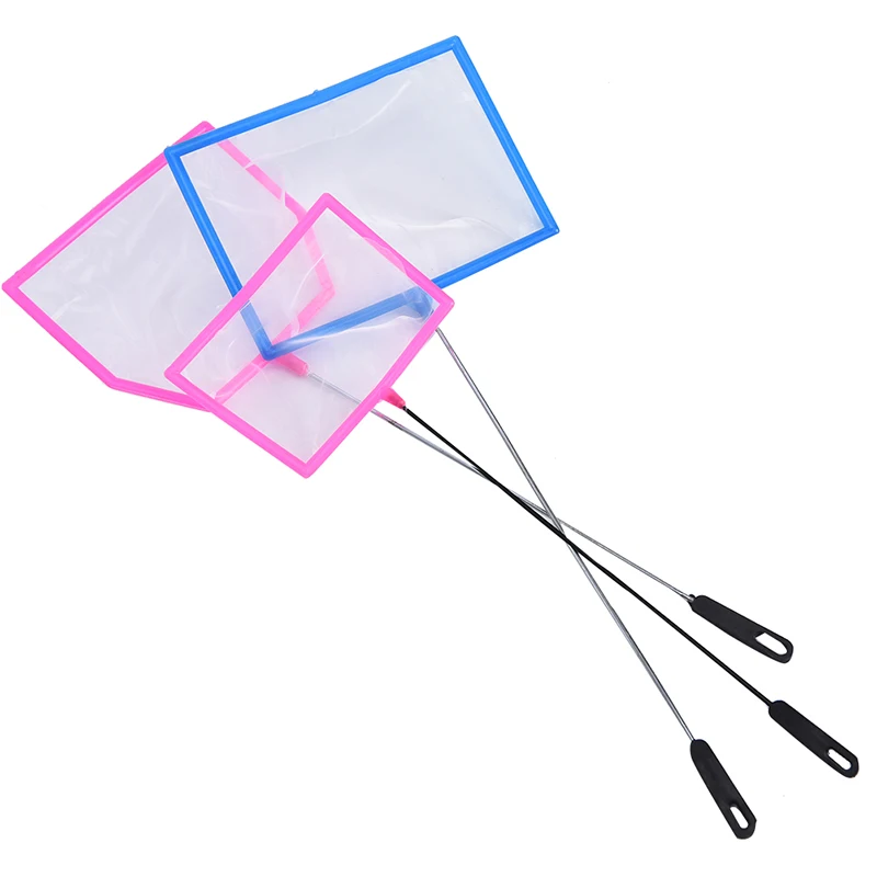 3 Pcs Practical Handheld Scoop Net Long Plastic Handle Fine Mesh Net  Fishing Net for Aquarium Fish Tank (Pink,4,5,6 Inch Style)