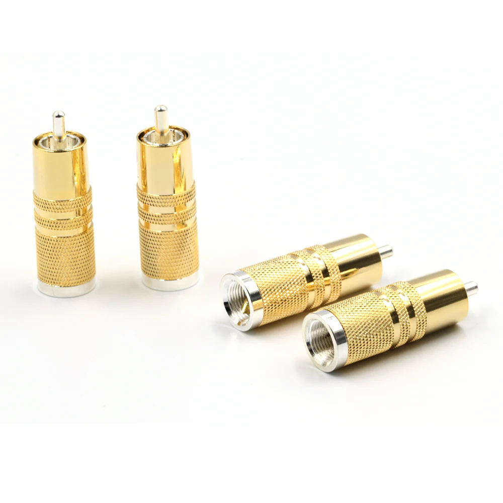 HI-End посеребренный RCA аудио штекер, аудио видео адаптер Кабельный разъем, 4 шт. RCA штекер Адаптер, RCA ремонт концы, Phono штекер