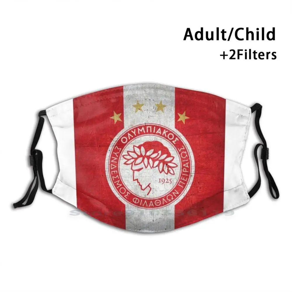 

Olympiacos Ultras Fans Hooligans Greece Reusable Mouth Face Mask With Filters Kids Piraeus Olympiacos Gate 7 Delije Ultras