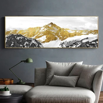 

Abstract Landscape Oil Painting on Canvas Golden Mountain Posters and Prints Wall Art Pictures for Living Room Home Decoration