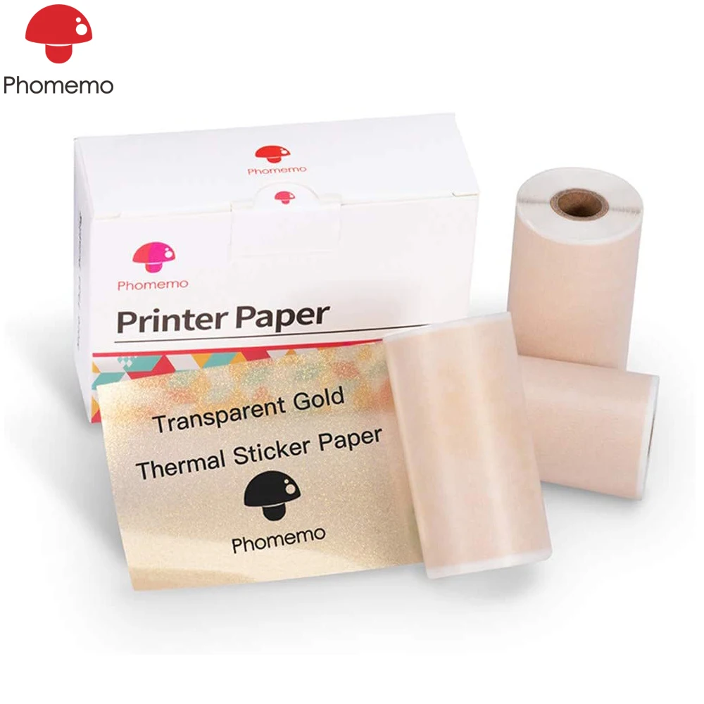 

Phomemo Adhesive Transparent Gold Thermal Paper for Phomemo M02/M02S Mini Bluetooth Pocket Printer Photo Sticker Paper Printable
