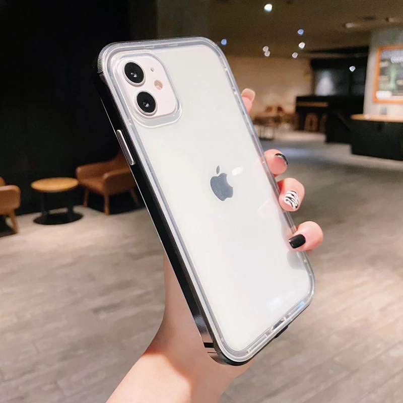 Transparent Candy color bumper Anti-knock Case for iphone 12 12Pro Max 11 11Pro XR X XS Max SE2020 7 8 Plus shockproof cover