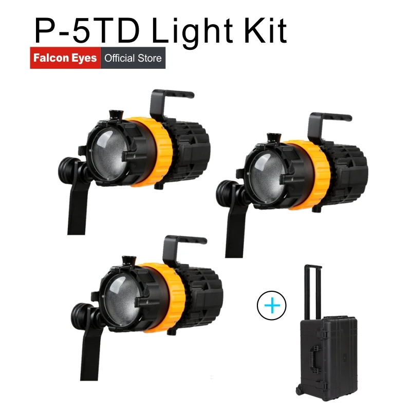 

Falcon Eyes Photography Equipment 3pcs 50W Mini Spot Lights Bi-color Video Studio Movie Lighting Fill Lamp P- 5TD With a Case