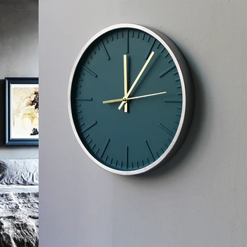 

Silent Wall Clock Simple Light Luxury Cement Round Nordic Design Clock Mechanism Meeting Room Reloj Pared Home Decoration BE50wc