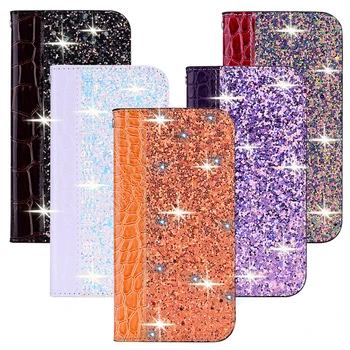 

Glitter Bling Case For Samsung J3 J4 J5 J6 J7 J8 2017 Leather Flip Book Case Coque for Galaxy A50 A70 A40 A6 Plus A7 A5 A8 2018