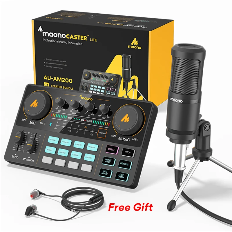 MAONOCASTER AM200 S1 все в на микрофон микшер набор звуковая карта аудио подкастер с