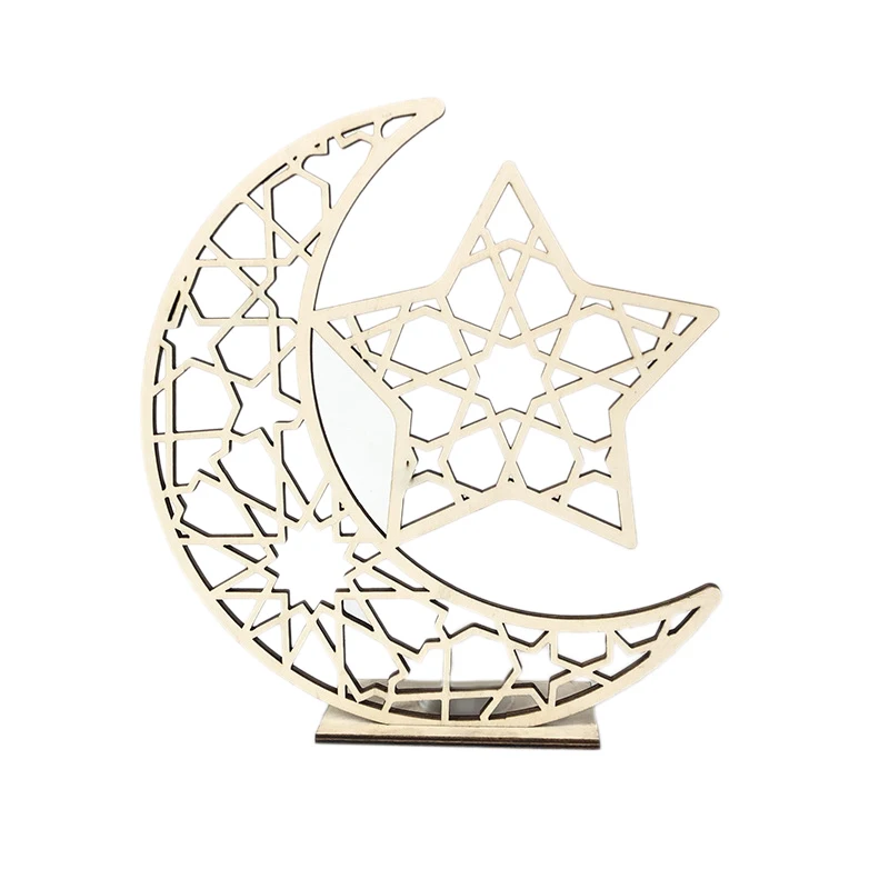 

Candles Lamp Ramadan Wooden Eid Mubarak Crescent Islam Muslim Mosque Ramadan Wooden Eid Mubarak Decoration 1#