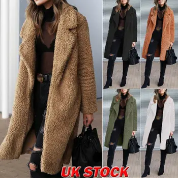 

Plus Size Womens Winter Teddy Bear Fleece Fur Fluffy Coat Jackets Jumper Outwear