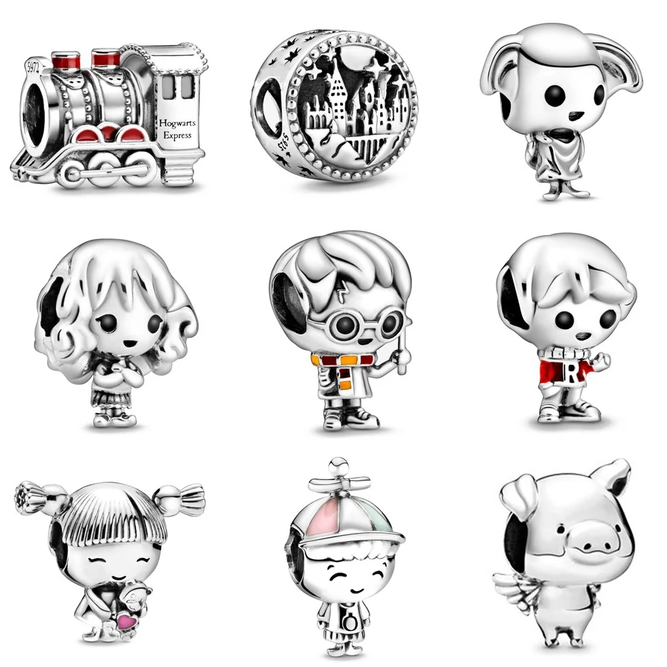 

2019 New Original Harry Ron Hermione Dobby Train Bead fit Pandora Charms Silver 925 Beads Bracelet for Women DIY Fashion Jewelry