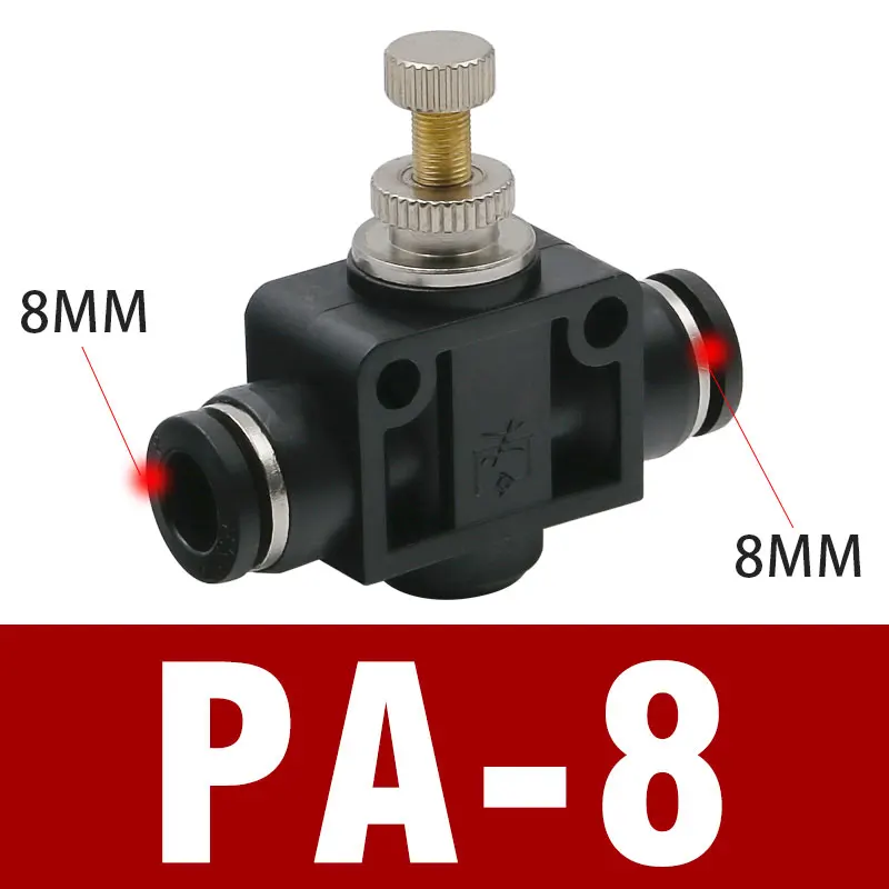 10 шт. пневматический клапан дроссельной заслонки 6 мм 8 мм 10 мм 12 мм OD шланг Труба Газовый поток отрегулирующий клапан соединитель фитинг скорость воздуха нажимной фитинг - Цвет: PA-8 black
