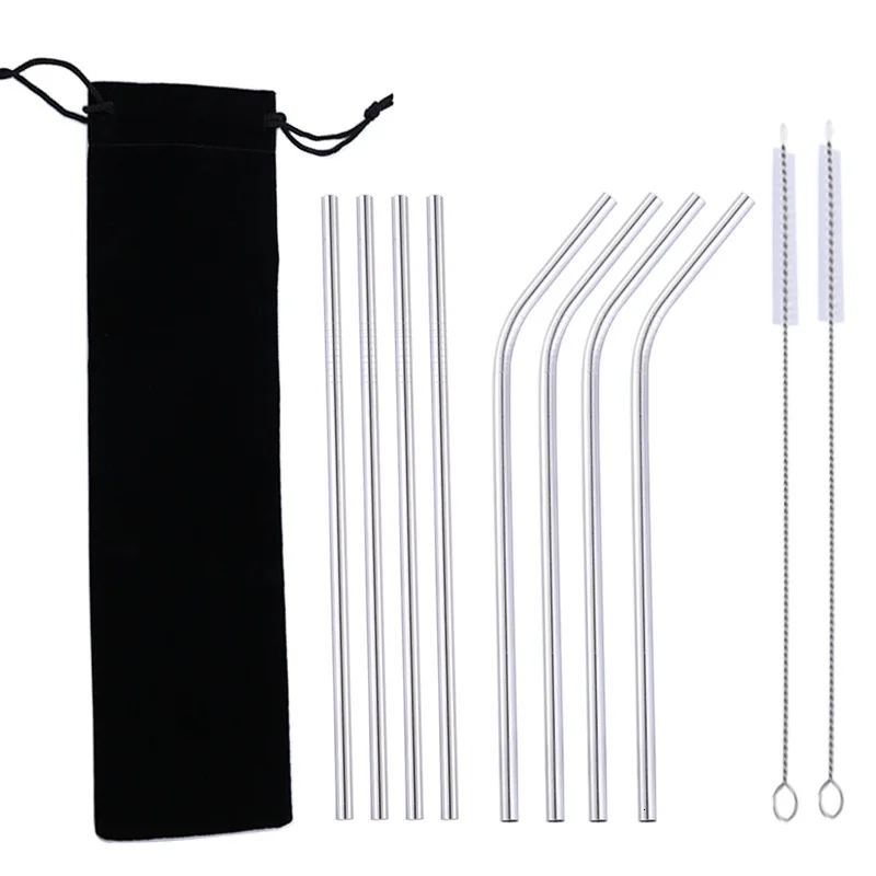 

2/4/8Pcs Colorful Reusable Drinking Straw High Quality 304 Stainless Steel Metal Straw with Cleaner Brush For Mugs 20/30oz