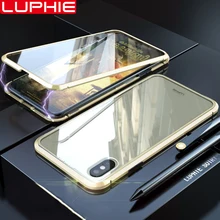 Переднее и заднее закаленное стекло для iPhone X/XS/XR/XS MAX 360 полная защита Магнитная Адсорбция чехол Полное покрытие экрана