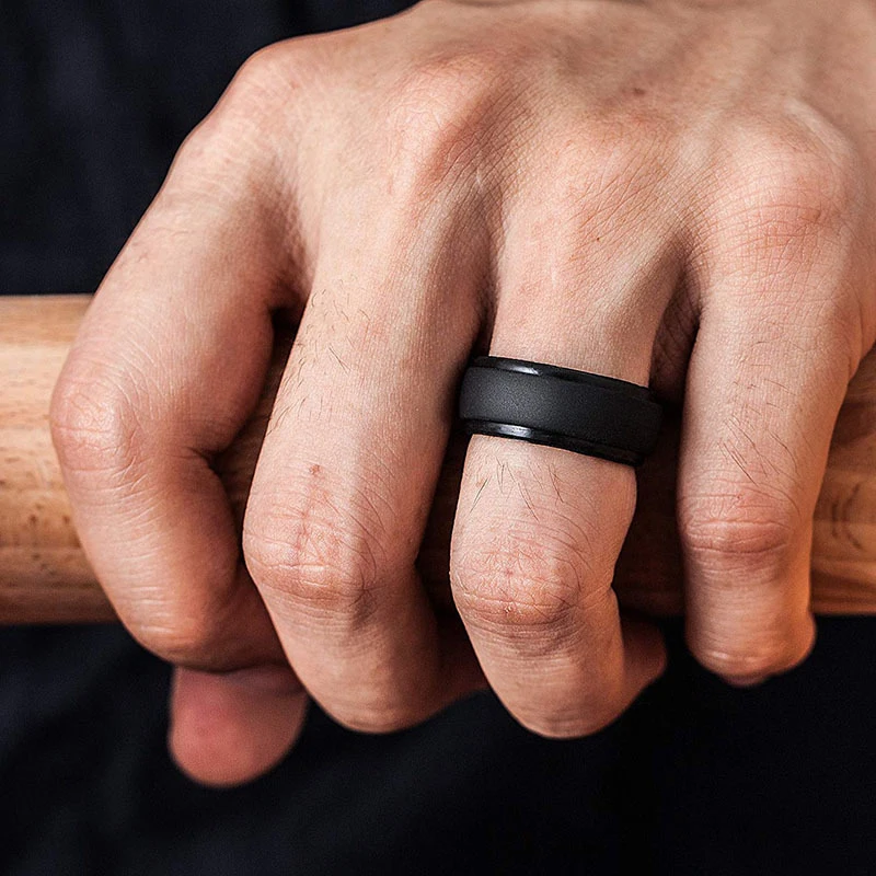 Finger Ring Men&Women Silicone Rings 7-12 Size Hypoallergenic Flexible Wedding Rubber Bands 8mm Food Grade