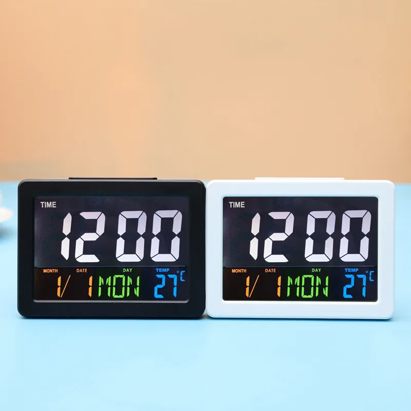 

New LED Alarm Desktop Digital Clock Home Temperature LCD Display Multifunction Electronic Large Calendar With Temperature
