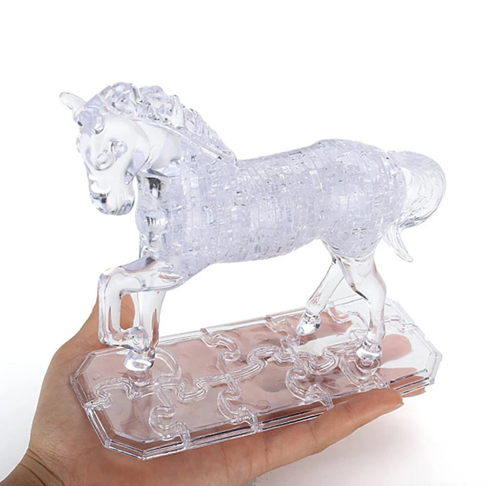 3D лошадь Кристалл Пазлы DIY строительные блоки Образование игрушка настольная игрушка с орнаментом для детей