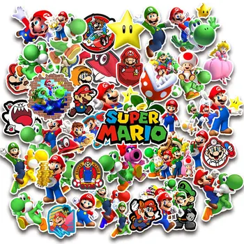 

100pcs Super Mario Cartoon Anime Sticker DIY Waterproof Sticker Luggage Mobile Computer Skateboard Guitar Anime Accessories