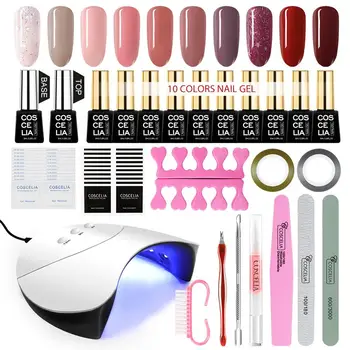

COSCELIA Gel Nail Polish Set UV LED Lamp Dryer Hybrid Varnishes Gel Poly Nail Kit Manicure Semi-permanent Nail Gel Tools
