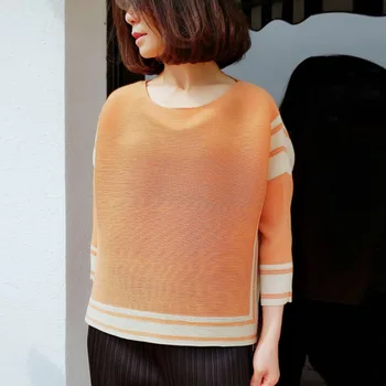 

miyake New summer loose fashion casual round neck boutique women's shirt free shipping