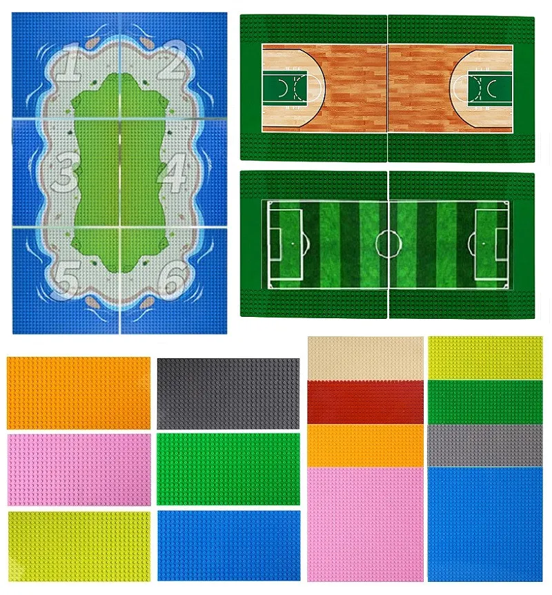 

Classic Base Plate Basketball Court Football Field Baseplate LEGOs Plate Sea Island Oasis Scene DIY Building Block Set Brick Toy