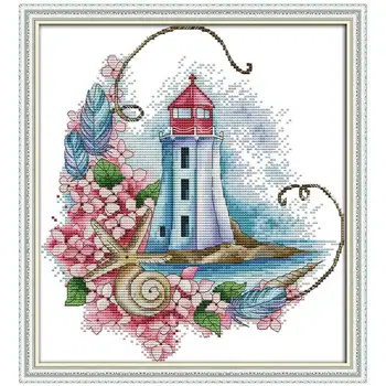 

Starfish lighthouse scenery counted printed on the canvas 11CT 14CT DIY kits Cross Stitch embroidery needlework Sets handmad