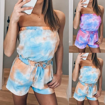 

Summer Womens Tie Dye Printed Short Set Sleeveless Casual Loungewear women clothing Soft Top and Short Pajamas Set