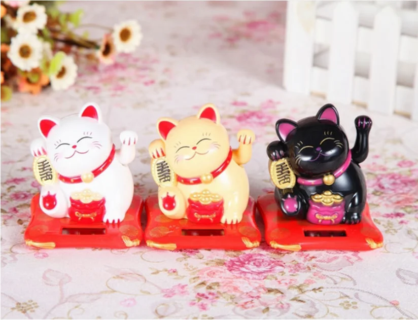 Модный золотой белый Maneki Neko на солнечных батареях, приветствие, удача, кошка, удача для дома, автомобиля, отеля, ресторана, Декор, ремесло