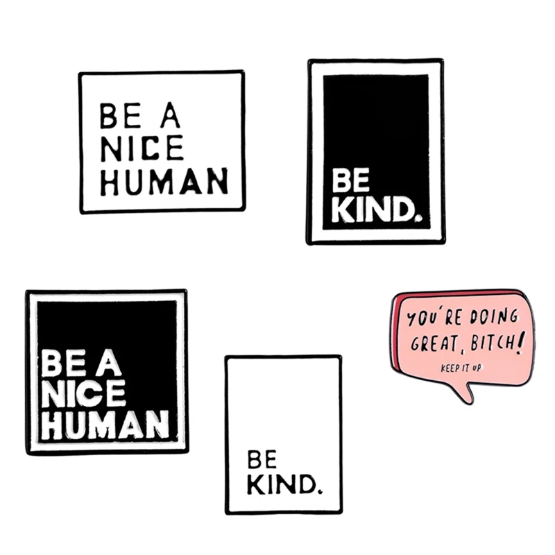 Брошь с буквами BE A good HUMAN BE KIND, эмалированная квадратная булавка на лацкане для подростков, мужчин, женщин, объявляется, мужская бижутерия, рождественский подарок