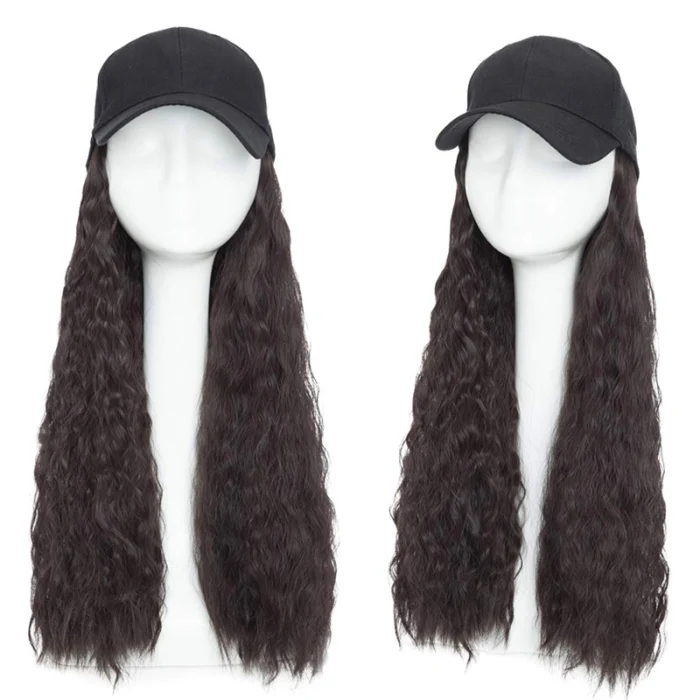 Hot Sale Women Hair Extension Adjustable Baseball Cap with Curly Long Wavy Wave Hairpiece