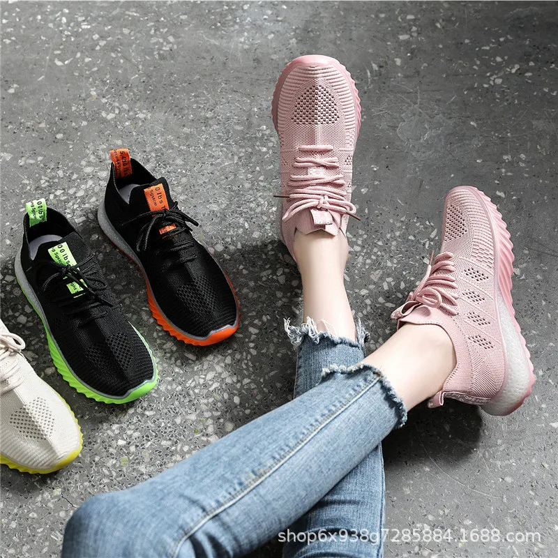 

2019 Spring And Summer New Style Candy-Colored Fly Woven wa zi xie Korean-style Ulzzang Super Fire Casual Mesh Athletic Shoes Wo