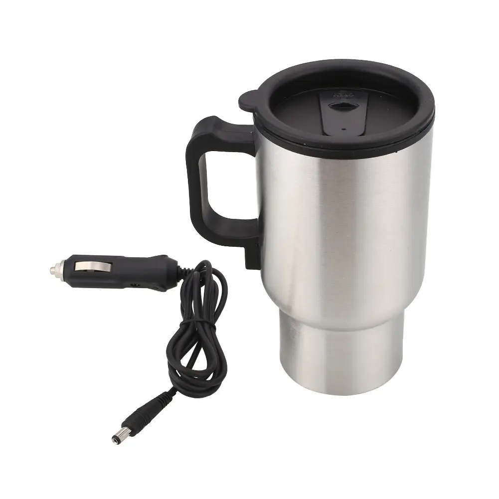 buy Electric Heated Cup for Coffee Tea Drinks 450ML Thermos Thermal Insulated Mug Stainless Steel Water Heater Kettle Travel cup