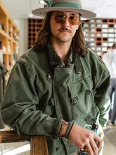  Maden Army Green Retro bomber Jackets Misplaced Oblique Buckle Swedish Motorcycle Men's AMEKAJI Cotton Autumn Winter Coat 