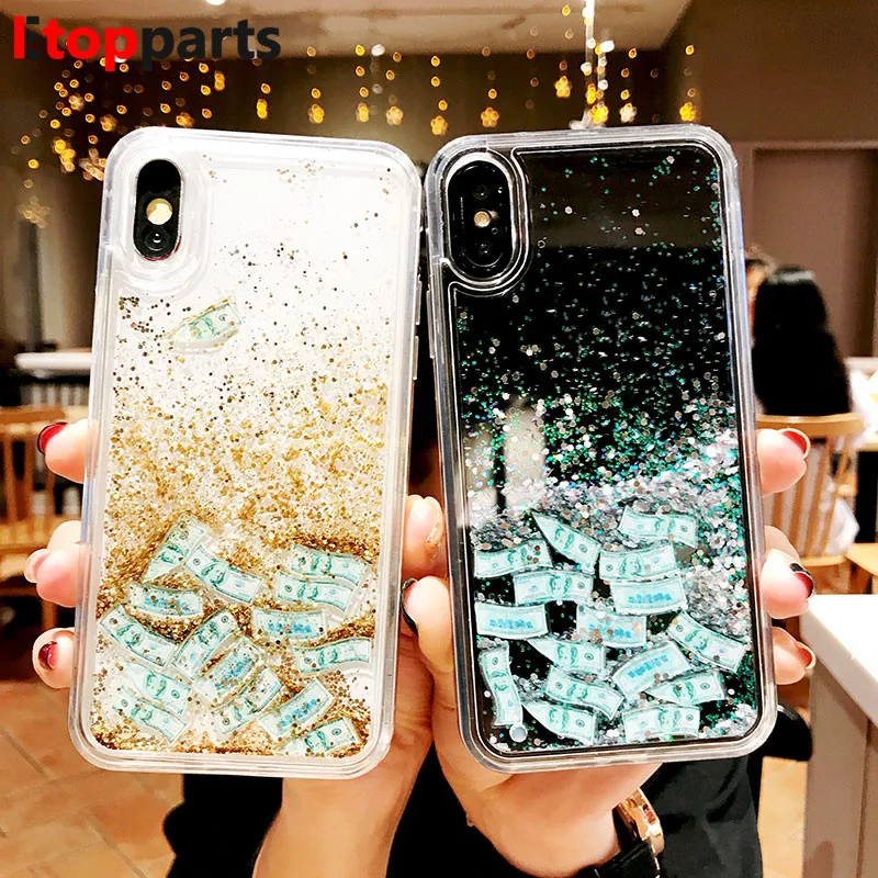

Quicksand Case Capinha Dollar Money Glitter Liquid Anti-fall Quicksand For iPhone 6 6S 7 8 8 Plus X XR XS Max Hard PC Back Cover