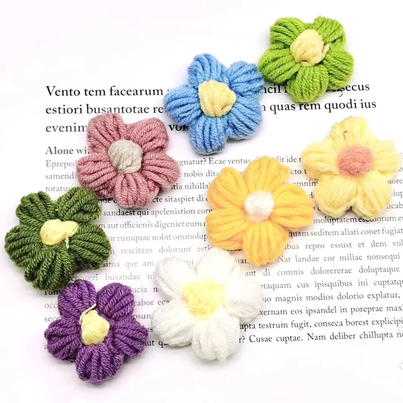 Knitted Flower applique Petals 10Pcs For Clothing DIY Children Hair Clip Sewing Wedding Patches Handmade DIY Crafts Cloth paste knitting supplies knitting material knitting craft supplies