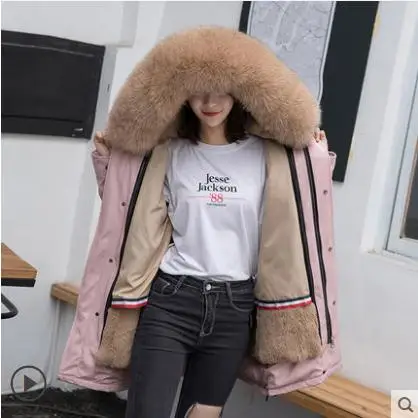 Jacket 88cm Зимние толстые теплые парки с капюшоном из натурального меха лисы, женские зеленые пальто и куртки с подкладкой из кроличьего меха, Женское пальто с длинным рукавом - Цвет: Jacket 88cm