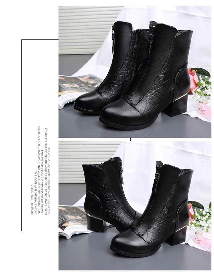 Fashion Genuine Leather Winter Boots Women Shoes Booties Woman Martin Boots Platform Shoes Botines Mujer