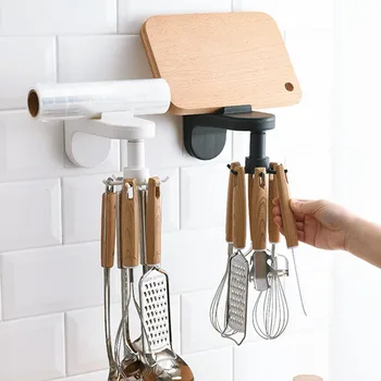 

Kitchen Hook Wall-Mounted Retractable Kitchenware Storage Rack Spatula Spoon Cutter Storage Rotating Hanger Organizer